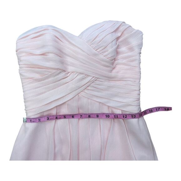 David’s Bridal Pink Chiffon Bridesmaids Strapless Dress Sweetheart Neckline Sz 6 - Picture 6 of 9